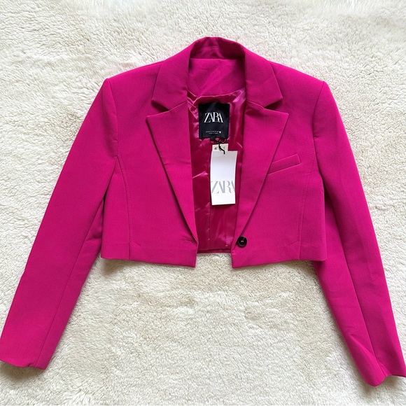 Zara Jackets & Blazers - ZARA Cropped Blazer in Bright Fuchsia